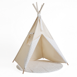 Tipi infantil beige STARS blanco