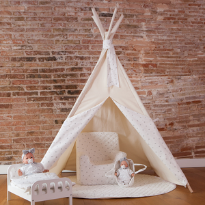 Tipi infantil beige STARS blanco