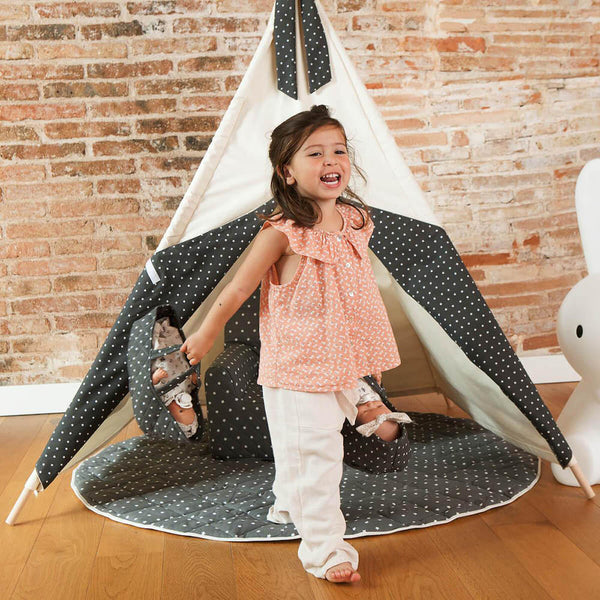 Tipi infantil beige STARS gris