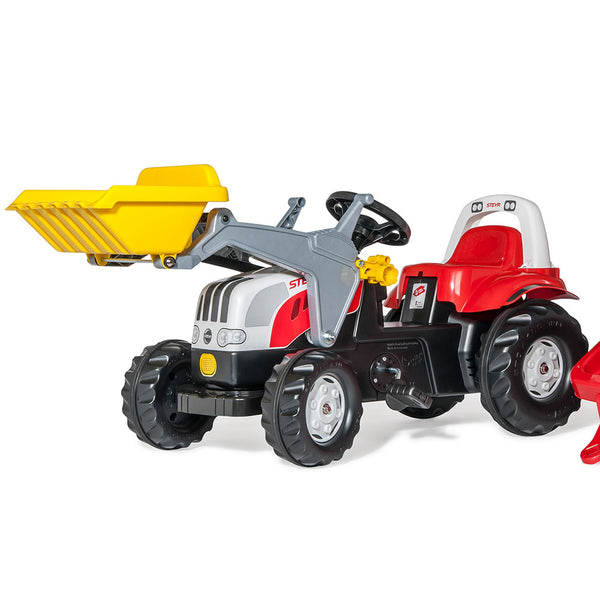 Tractor de pedales Steyr 6165 CVT con pala cargadora y remolque