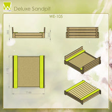Carregar imatge al visor de la galeria, Arenero Infantil Wendi Deluxe con Tapa y Bancos Verdes 120 x 120 cm
