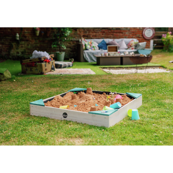 Wooden Sandbox for Kids Teal Blue