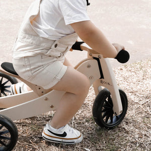 Bicicleta de equilibrio y triciclo de madera 2 en 1 Tiny Tot - Crema