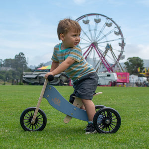 Bicicleta d'equilibri i tricicle de fusta 2 en 1 Tiny Tot Plus - Blau Pissarra