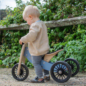 Bicicleta d'equilibri i tricicle de fusta 2 en 1 Tiny Tot Plus - Blau Pissarra