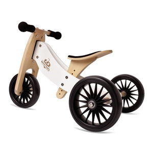 Bicicleta de equilibrio y triciclo de madera 2 en 1 Tiny Tot Plus - Blanco