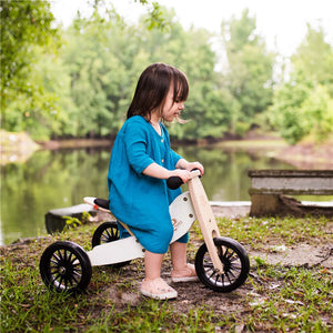 Bicicleta de equilibrio y triciclo de madera 2 en 1 Tiny Tot Plus - Blanco