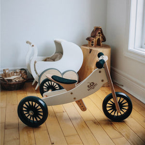 Bicicleta de equilibrio y triciclo de madera 2 en 1 Tiny Tot Plus - Blanco