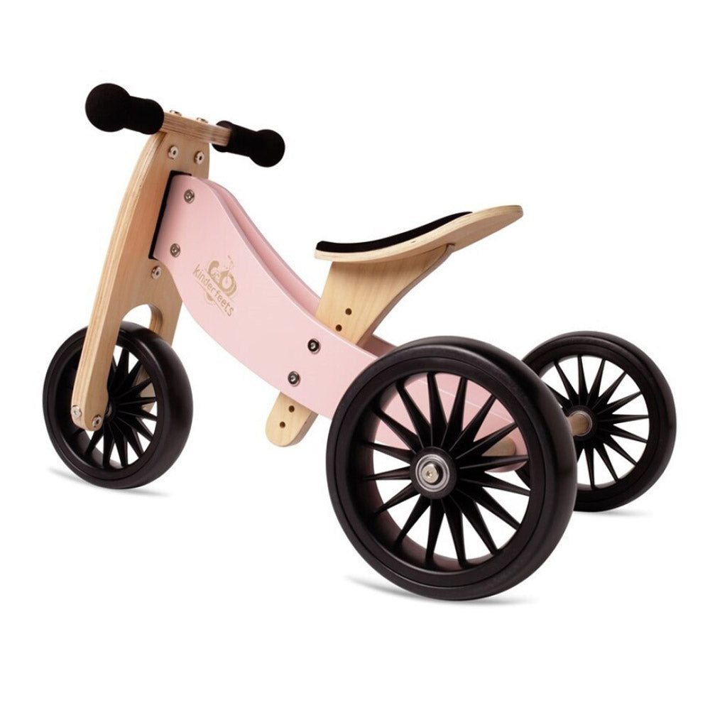 Bicicleta de equilibrio y triciclo de madera 2 en 1 Tiny Tot Plus - Rosa