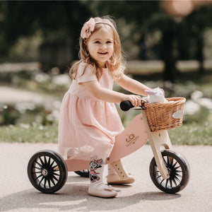 Bicicleta de equilibrio y triciclo de madera 2 en 1 Tiny Tot Plus - Rosa