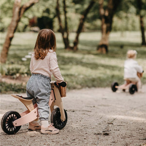 Bicicleta de equilibrio y triciclo de madera 2 en 1 Tiny Tot Plus - Rosa