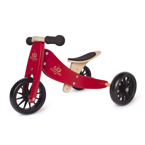 Tiny Tot 2-in-1 Wooden Balance Bike and Tricycle - Red