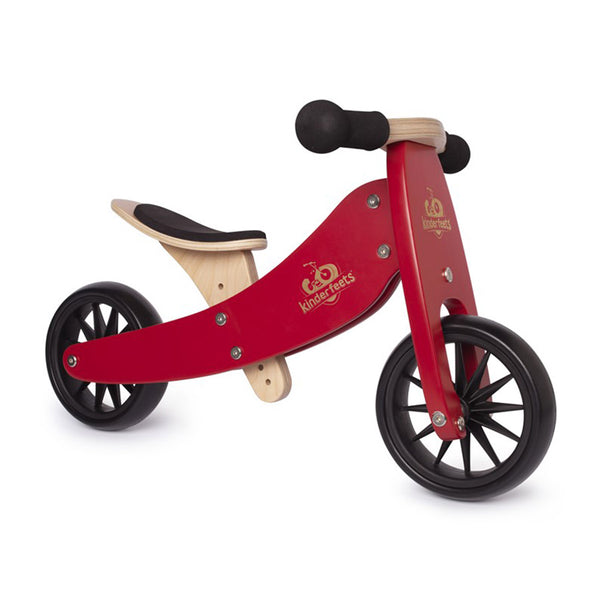 Bicicleta de equilibrio y triciclo de madera 2 en 1 Tiny Tot - Rojo