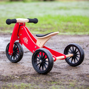 Bicicleta de equilibrio y triciclo de madera 2 en 1 Tiny Tot - Rojo