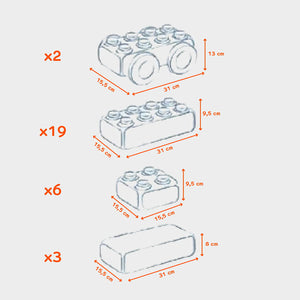 Bloques de construcción Mega Bricks 30 Wheels