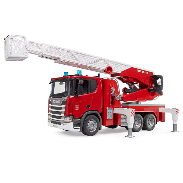 Scania fire truck with large rotating ladder