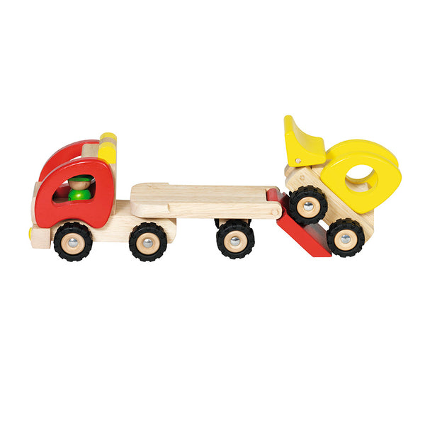 Camión de Juguete con Remolque para Coches de Madera Goki