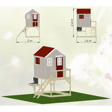 Cargar imagen en el visor de la galería, Casa de madera infantil elevada para jardín My Lodge con cocina
