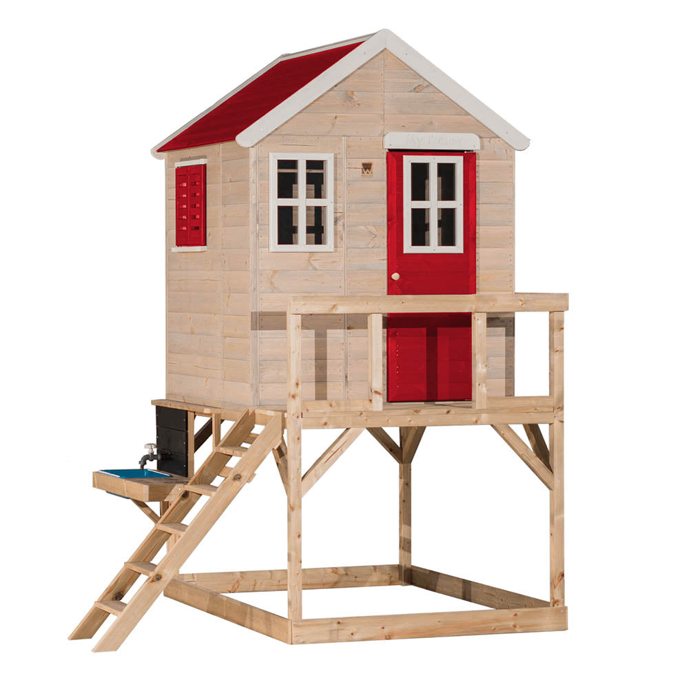 Casa de madera infantil elevada para jardín My Lodge con cocina
