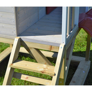 Wooden Playhouse - Nordic Adventure with double swing, slide and kitchen