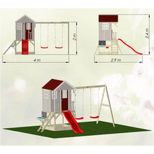Load image into Gallery viewer, Wooden Playhouse - Nordic Adventure with double swing, slide and kitchen
