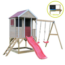 Load image into Gallery viewer, Wooden Playhouse - Summer Adventure with Double Swing, Slide, and Kitchen
