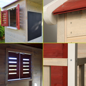 Wooden Playhouse - Summer Adventure with Double Swing, Slide, and Kitchen