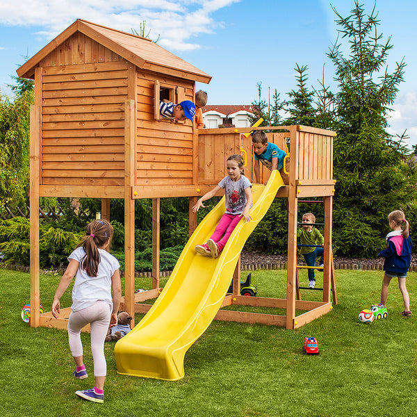 Casa infantil de madera para jardín My Side con tobogán