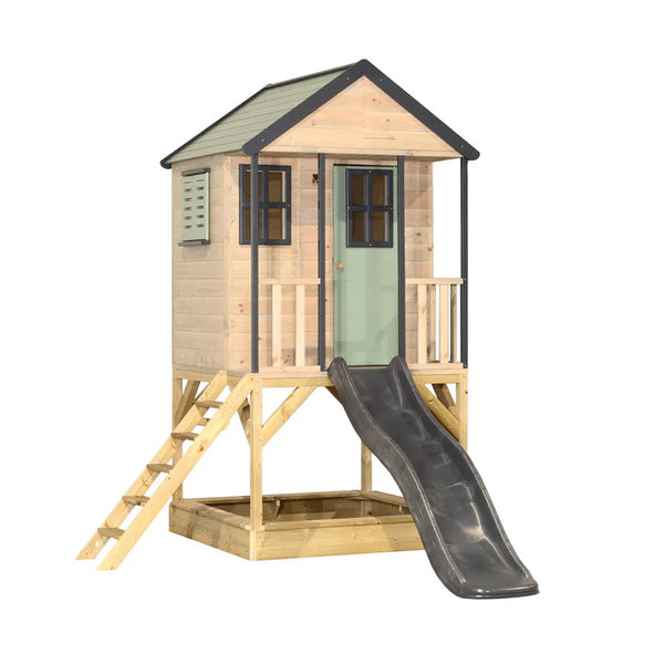 Caseta Infantil de Fusta Adventure Cottage amb Plataforma i Tobogan
