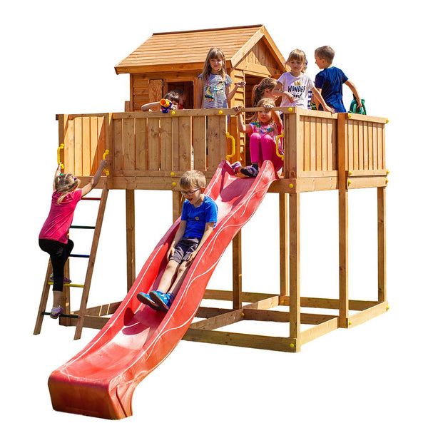 Casa infantil de madera para jardín My Space XL con tobogán