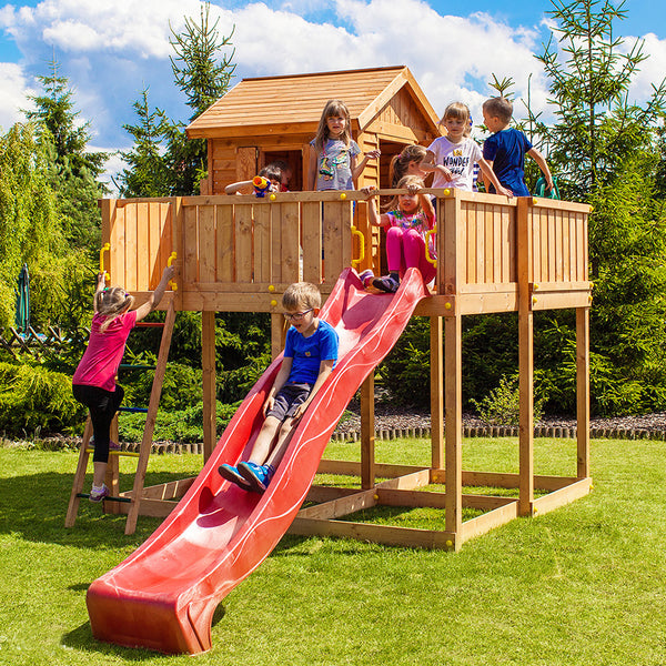 Casa infantil de madera para jardín My Space XL con tobogán