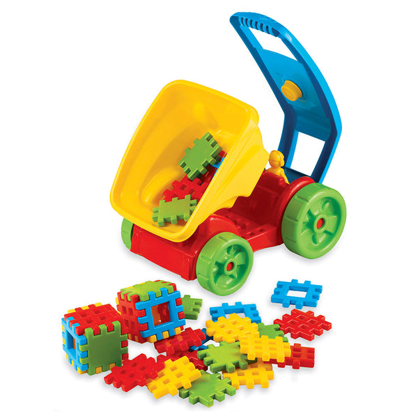 Convertible car with building blocks toy