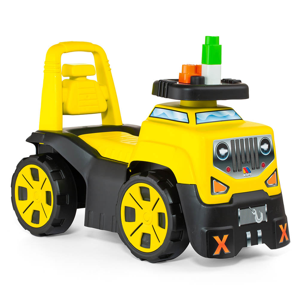 Correpasillos Coche SUV 3 en 1 Amarillo con Juego de Bloques
