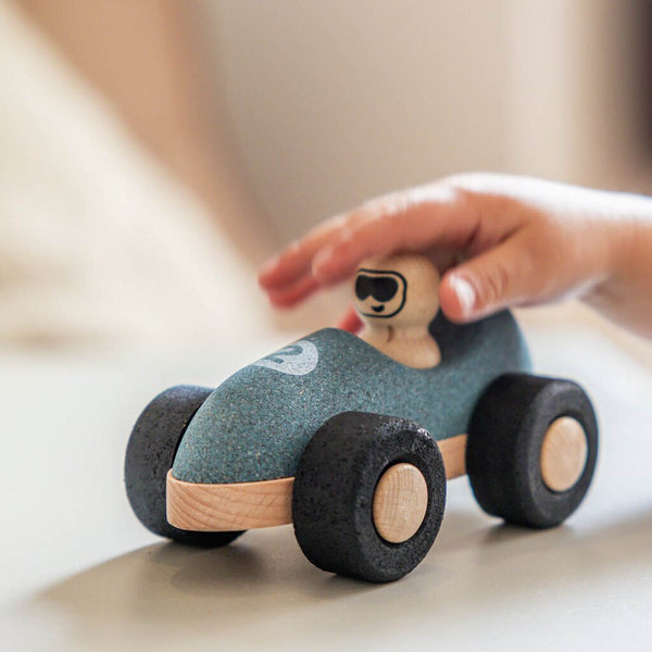 Cork and Wood Toy Car - Korko E-Cork Racer - Blue