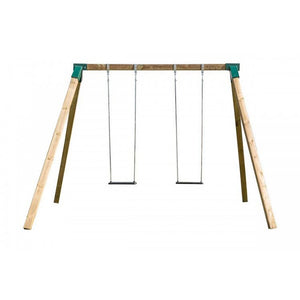Columpio Doble de Madera Cuadrada KARAI DELUXE con cadenas