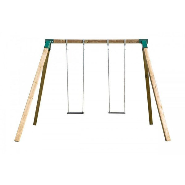 Columpio Doble de Madera Cuadrada KARAI DELUXE con cadenas