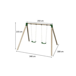 Columpio Doble de Madera Cuadrada KARAI DELUXE con cadenas