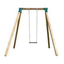 Cargar imagen en el visor de la galería, Columpio individual de madera cuadrada KARAI DELUXE con cadenas
