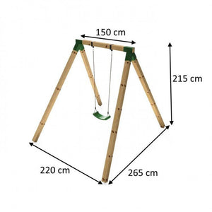Columpio individual de madera cuadrada KARAI DELUXE con cadenas