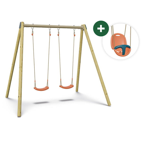 Columpio doble para jardín con asiento de bebé - Harmonie Doublo