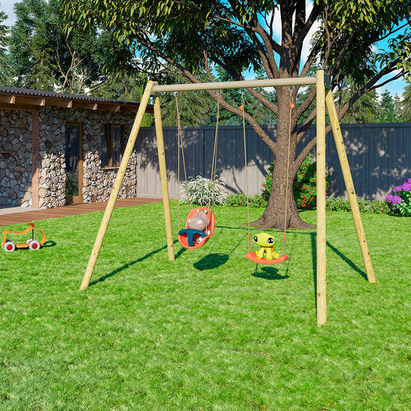 Columpio doble para jardín con asiento de bebé - Harmonie Doublo