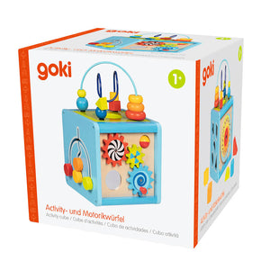 Cubo de piezas y actividades educativo de madera Goki
