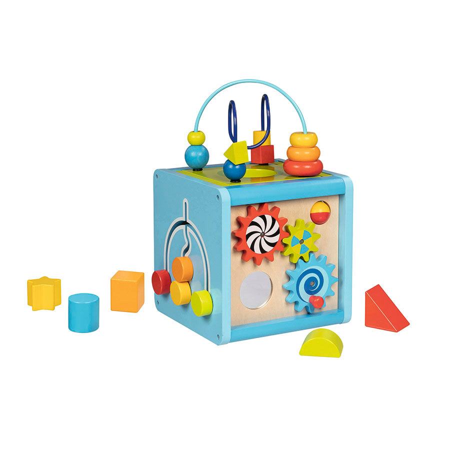 Cubo de piezas y actividades educativo de madera Goki