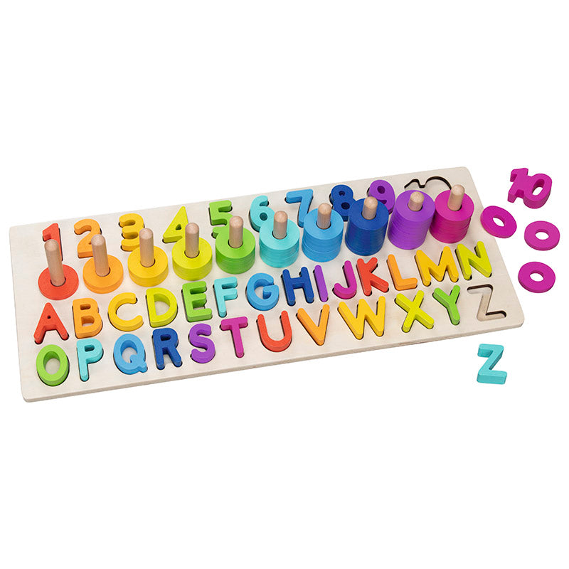 Juego de Encaje Números y Letras de Madera Goki