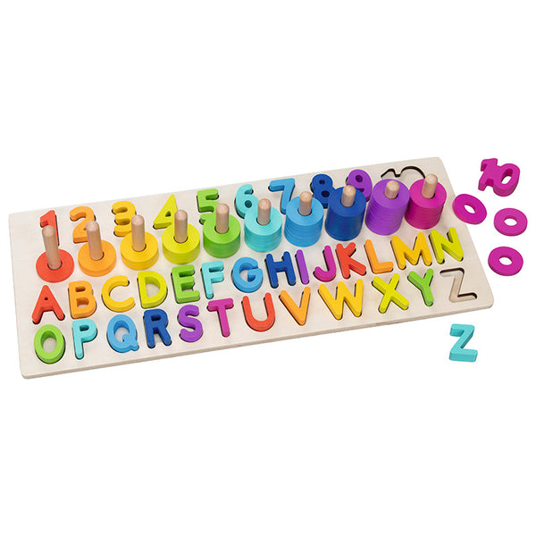 Juego de Encaje Números y Letras de Madera Goki