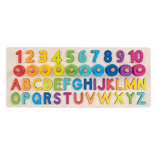 Juego de Encaje Números y Letras de Madera Goki