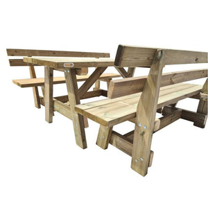Zurich wooden table with VIC backrest benches for public use