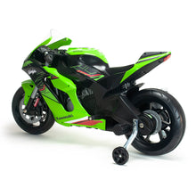 Carregar imatge al visor de la galeria, Moto Elèctrica Infantil Kawasaki Ninja ZX-R10 12V Verda
