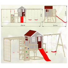 Carregar imagem no visualizador da galeria, Parque infantil para jardín My Lodge con columpio doble, tobogán y gimnasio

