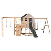 Carregar imagem no visualizador da galeria, Parque infantil para jardín My Lodge con columpio doble, tobogán y gimnasio

